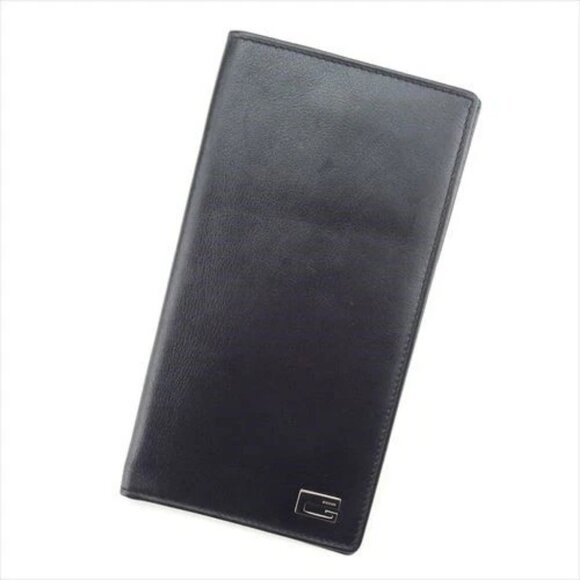 Gucci Wallet Purse G logos Black Silver leather Mens Authentic Used D1992